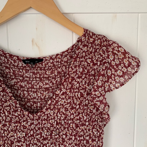 Floral Maroon Midi Dress - Picture 2 of 4